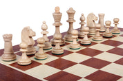 Les pièces d'échecs en bois STAUNTON de taille 4 avec la boîte de rangement en bois foncé