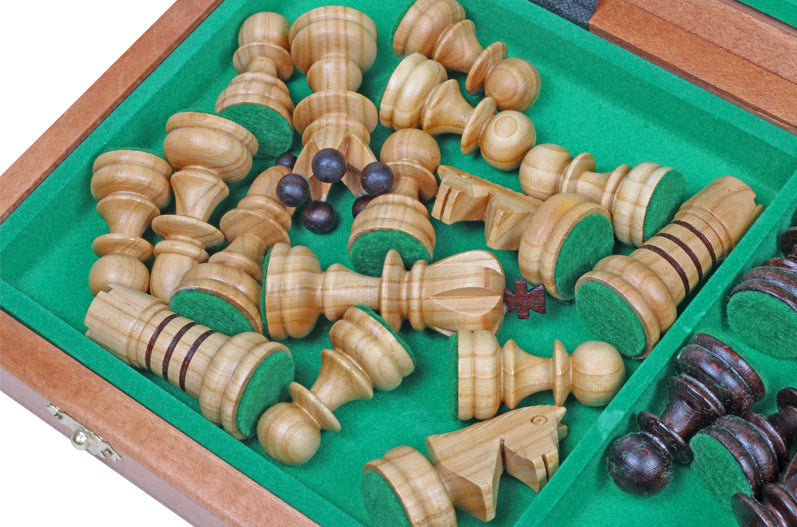 Jeu d'échecs PERLE en bois de charme avec échiquier en marqueterie de bois d'acajou et sysomore, de grande taille (41 x 41cm) - Ensemble Complet - a037af27bc139c3017a3f908ed0abd7e