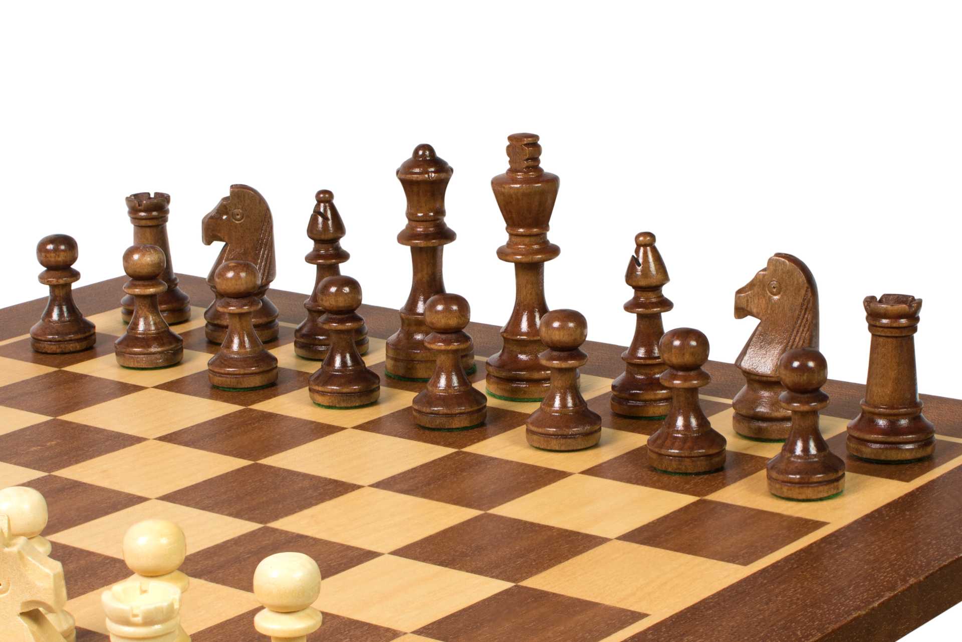 Jeu d'échecs de tournoi de Taille 4 - échiquier acajou/sycomore + figurines Sunrise Staunton + boîte de rangement en bois foncé - 3aa7b715fc953db3a1bb0ee8b864d801