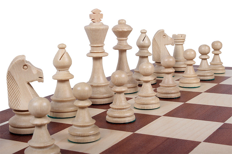 Les pièces d'échecs en bois STAUNTON de taille 7 avec la boîte de rangement en bois clair - Les pièces d'échecs en bois STAUNTON de taille 7 avec la boîte de rangement en bois clair