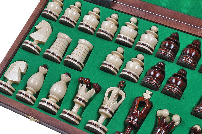 Jeu d'Echecs ROYAL avec incrustations en laiton, en bois bois de sycomore, de grande taille (49 x 49cm) - Ensemble Complet - 88dfd583eeff38cdd33841282f3d3670