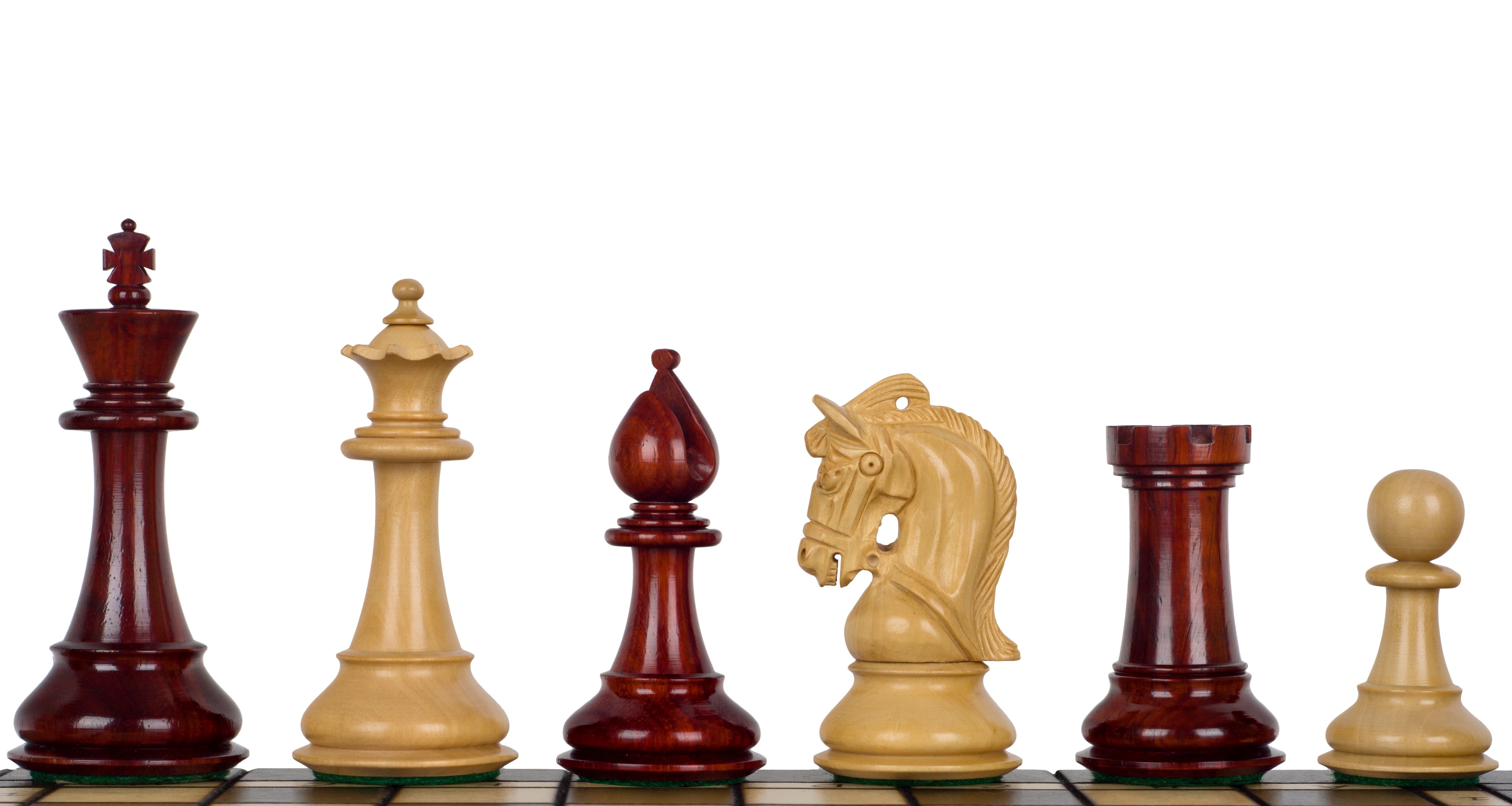 Pièces d'échecs Corinthian Redwood en bois de padouk et buis - Taille 3,75'' - Pièces d'échecs Corinthian Redwood en bois de padouk et buis - Taille 3,75''
