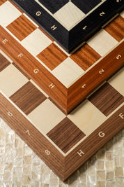 Echiquier en marqueterie de bois de noyer et sycomore - échiquier classique de Taille 5