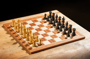 Pièces d'échecs Classic en bois de buis teinté et naturel - Taille 3,50''