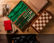 Jeu d'échecs de Tournoi en marqueterie de bois d'acajou et sycomore de taille 6 - Ensemble Complet avec 2 Dames supplémentaires