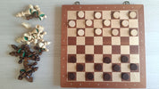 Échecs magnétiques en bois + dames en bois (38 x 38 cm)