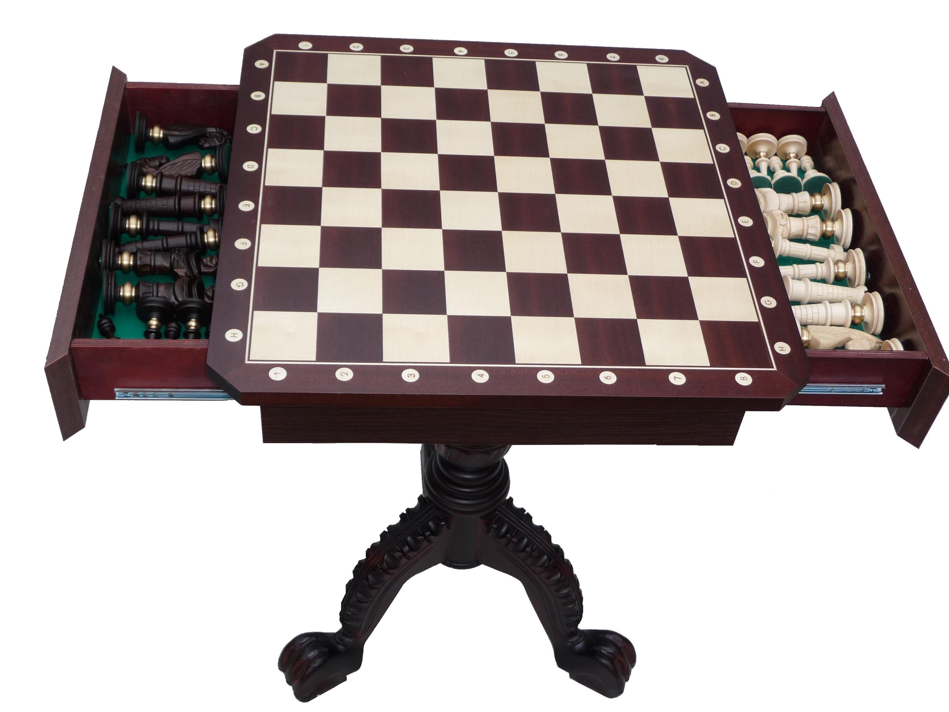 Table d'échecs en bois foncé avec un plateau carrré avec les coordonnées, sans pièces d'échecs - 0d3d9565686d0b6aca8854e1b8bbd8d1
