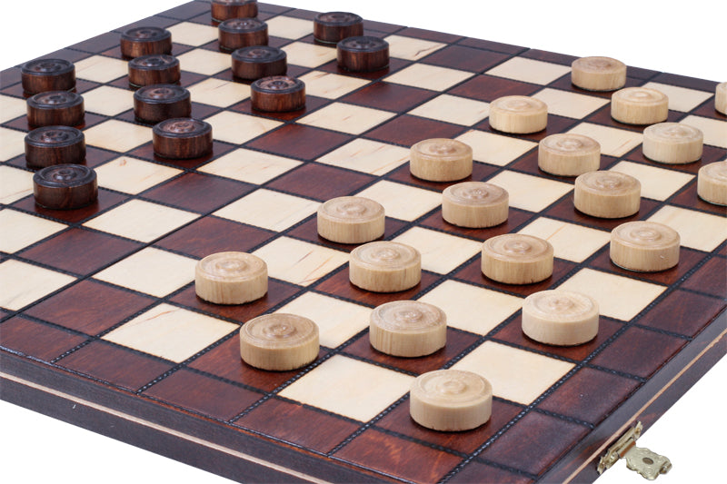 Jeu de dames en bois de charme - damier 10 x 10 cases , de taille moyenne (40 x 40cm) - Ensemble Complet - 0c00a6516e0e8269d4371cd6e6fd765f