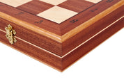 Jeu d'échecs INDIEN en bois de charme avec l'échiquier de marqueterie en bois d'acajou et sycomore, de grande taille  (50 x 50cm) - Ensemble Complet