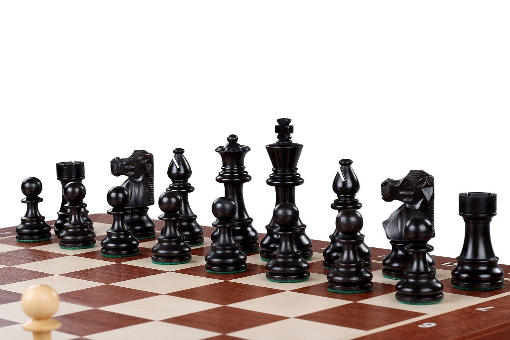 Jeu d'échecs de tournoi avec les pièces French en bois teinté de taille 4 (40x40cm) - L'ensemble complet - 78566be05b3a3e6d6e158b42374e9c13