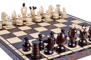 Jeu d'Echecs ROYAL en bois de charme, de grande taille (44 x 44cm) - Ensemble Complet