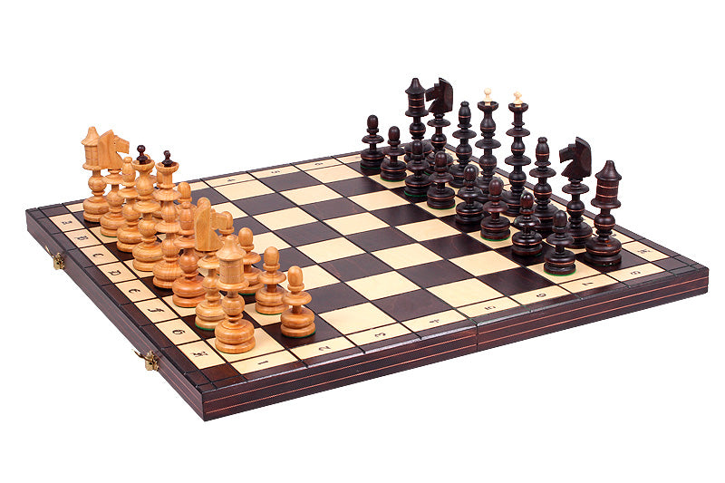 Jeu d'd'échecs POLONAIS ANCIEN en bois de cerisier sauvage, de grande taille (56 x 56 cm) - 7ee417270ac3db0d14268184f3f52cd3