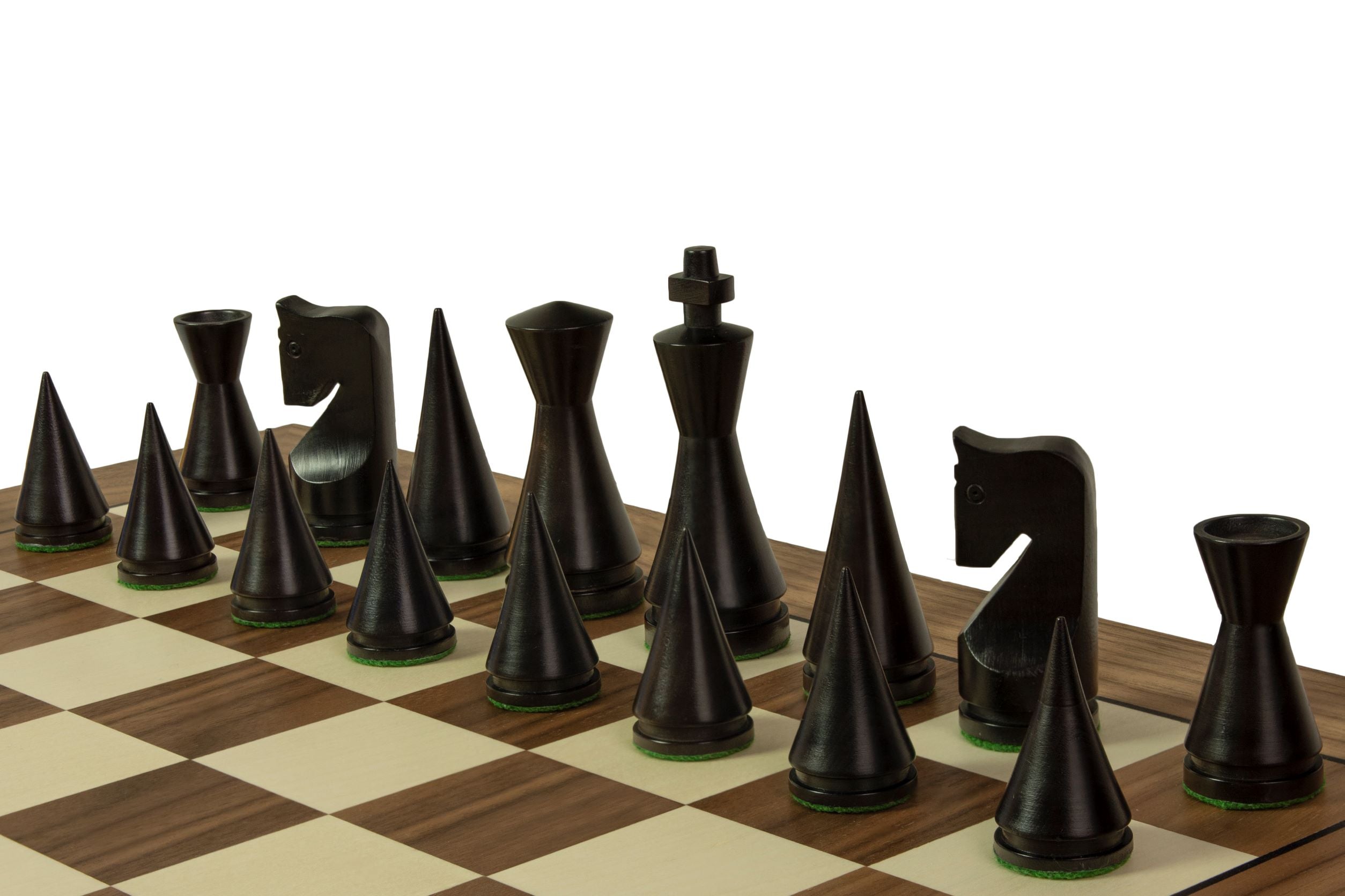 Echiquier sans coordonnées en marqueterie de bois de noyer et sycomore - échiquier luxe de Taille 5+/6 avec une bande noire séparant les cases et les bords - a96cc6f4f28db264592a80bc5d383c81