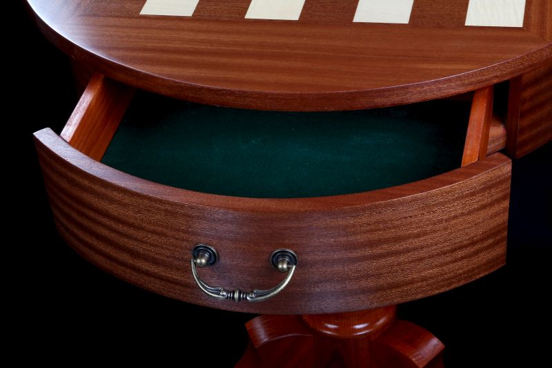 Table d'échecs Luxe en bois avec un plateau rond, sans pièces d'échecs - 794448a369d6ccefbc7c42616e07b851