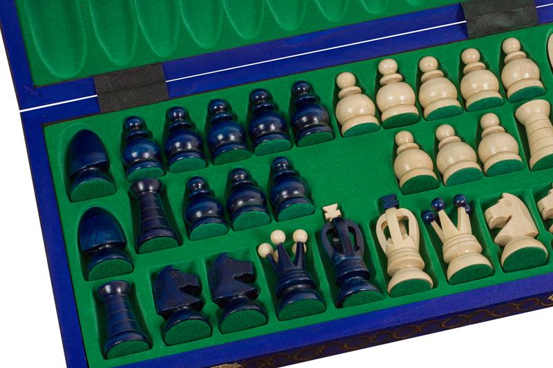 Jeu d'Echecs ROYAL Blue en bois de charme, de grande taille (44 x 44cm) - Ensemble Complet - 27270e0e8b2bab3d61125bd4d1a35ba8
