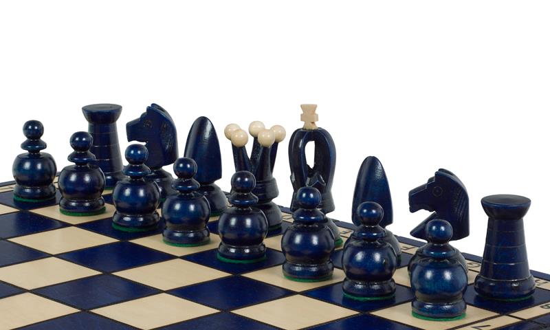 Jeu d'Echecs ROYAL Blue en bois de charme, de grande taille (44 x 44cm) - Ensemble Complet - 21bcc32343a50586fe774bc4a8115181