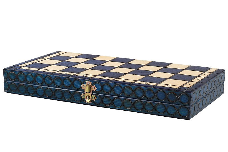 Jeu d'Echecs ROYAL Bleu en bois de charme, de taille moyenne (34 x 34cm) - Ensemble Complet - 1901f6c4729fdedb37f38cd6488f5008