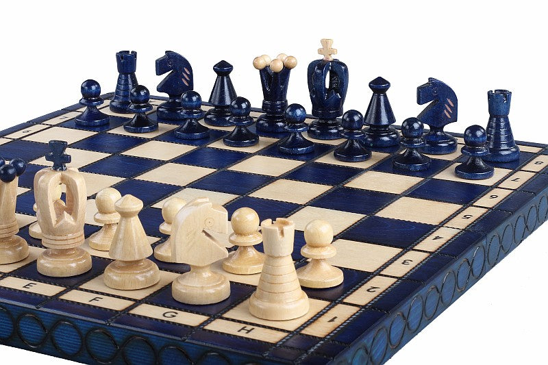 Jeu d'Echecs ROYAL Bleu en bois de charme, de taille moyenne (34 x 34cm) - Ensemble Complet - 11b7594ddbde12304a4a3c1329d52fbb