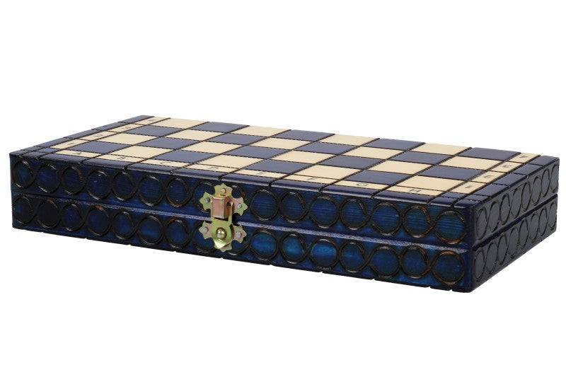 Jeu d'Echecs ROYAL Blue en bois de charme, de petite taille (29 x 29cm) - Ensemble Complet - d1d3ada9e538bffa153d18c52cb5c8f8