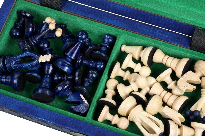 Jeu d'Echecs ROYAL Blue en bois de charme, de petite taille (29 x 29cm) - Ensemble Complet - 3b52cc2c73bd9f4c49b81fbf0e380ab5