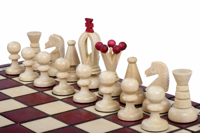 Jeu d'Echecs ROYAL Cherry en bois de charme, de petite taille (29 x 29cm) - Ensemble Complet - 41499850497fc88270e04281ad318103