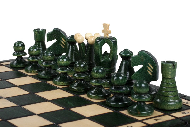 Jeu d'Echecs ROYAL Green en bois de charme, de petite taille (29 x 29cm) - Ensemble Complet - 26941583c62ec9c5b8d51441c52646ad