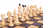 Jeu d'échecs PEARL Blue en bois de hêtre, de taille moyenne (36 x 36cm) - Ensemble Complet couleur bleue