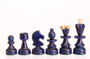 Jeu d'échecs PEARL Blue en bois de hêtre, de taille moyenne (36 x 36cm) - Ensemble Complet couleur bleue