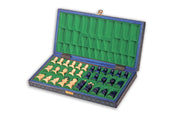 Jeu d'échecs PEARL Blue en bois de hêtre, de taille moyenne (36 x 36cm) - Ensemble Complet couleur bleue