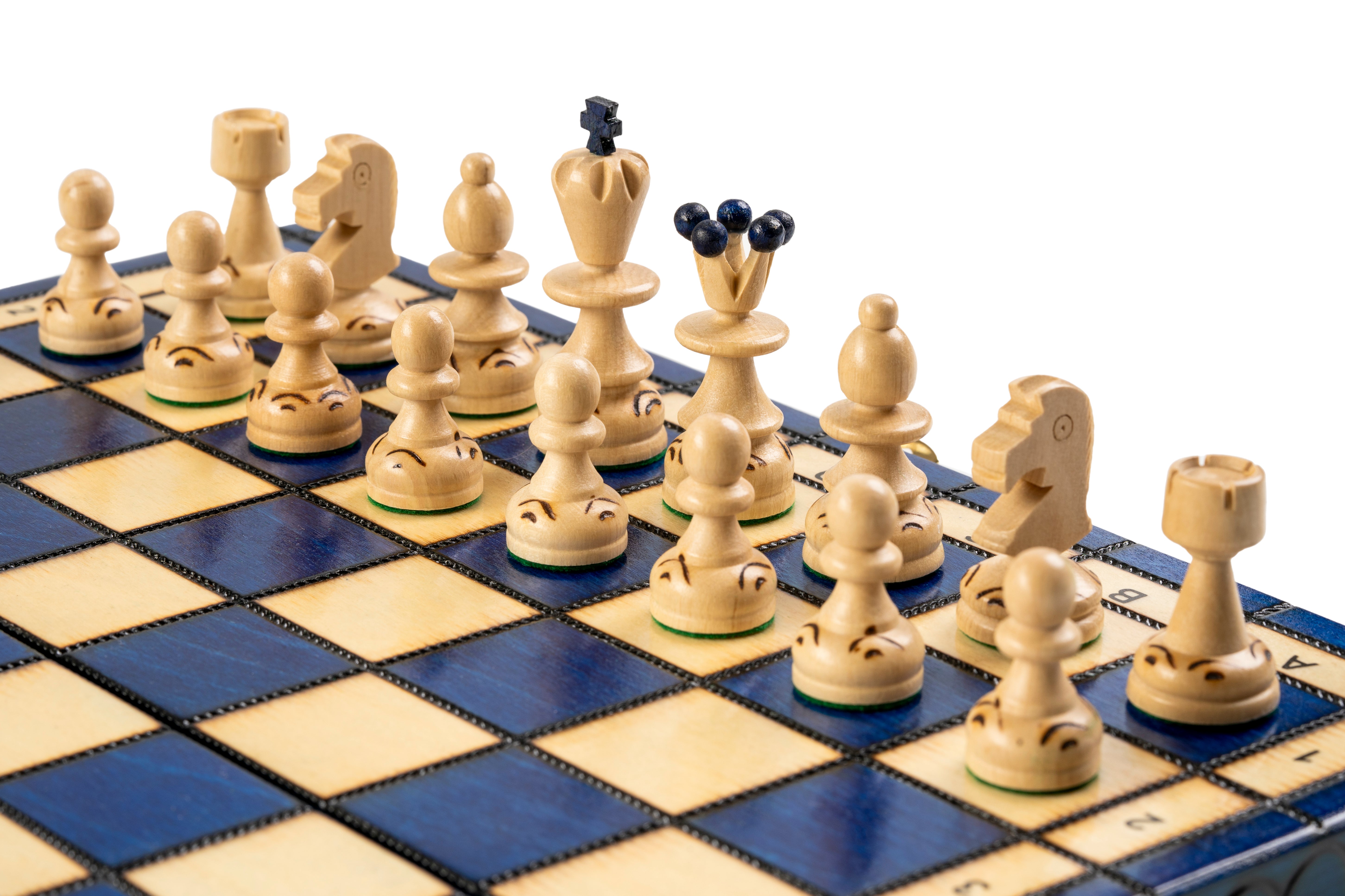 Jeu d'échecs PEARL Blue en bois de hêtre, de taille moyenne (36 x 36cm) - Ensemble Complet couleur bleue - 42c496be0f538adc65f367bc9327d5ce