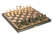 Jeu d'échecs PERLE Vert en bois de hêtre, de taille moyenne (36 x 36cm) - Ensemble Complet couleur verte