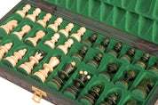 Jeu d'échecs PERLE Vert en bois de hêtre, de taille moyenne (36 x 36cm) - Ensemble Complet couleur verte