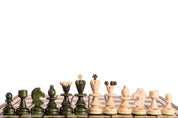 Jeu d'échecs PERLE Vert en bois de hêtre, de taille moyenne (36 x 36cm) - Ensemble Complet couleur verte