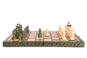 Jeu d'échecs PERLE Vert en bois de hêtre, de taille moyenne (36 x 36cm) - Ensemble Complet couleur verte