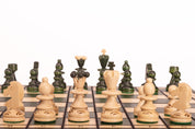 Jeu d'échecs PERLE Vert en bois de hêtre, de taille moyenne (36 x 36cm) - Ensemble Complet couleur verte