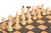 Jeu d'échecs PERLE Vert en bois de hêtre, de taille moyenne (36 x 36cm) - Ensemble Complet couleur verte