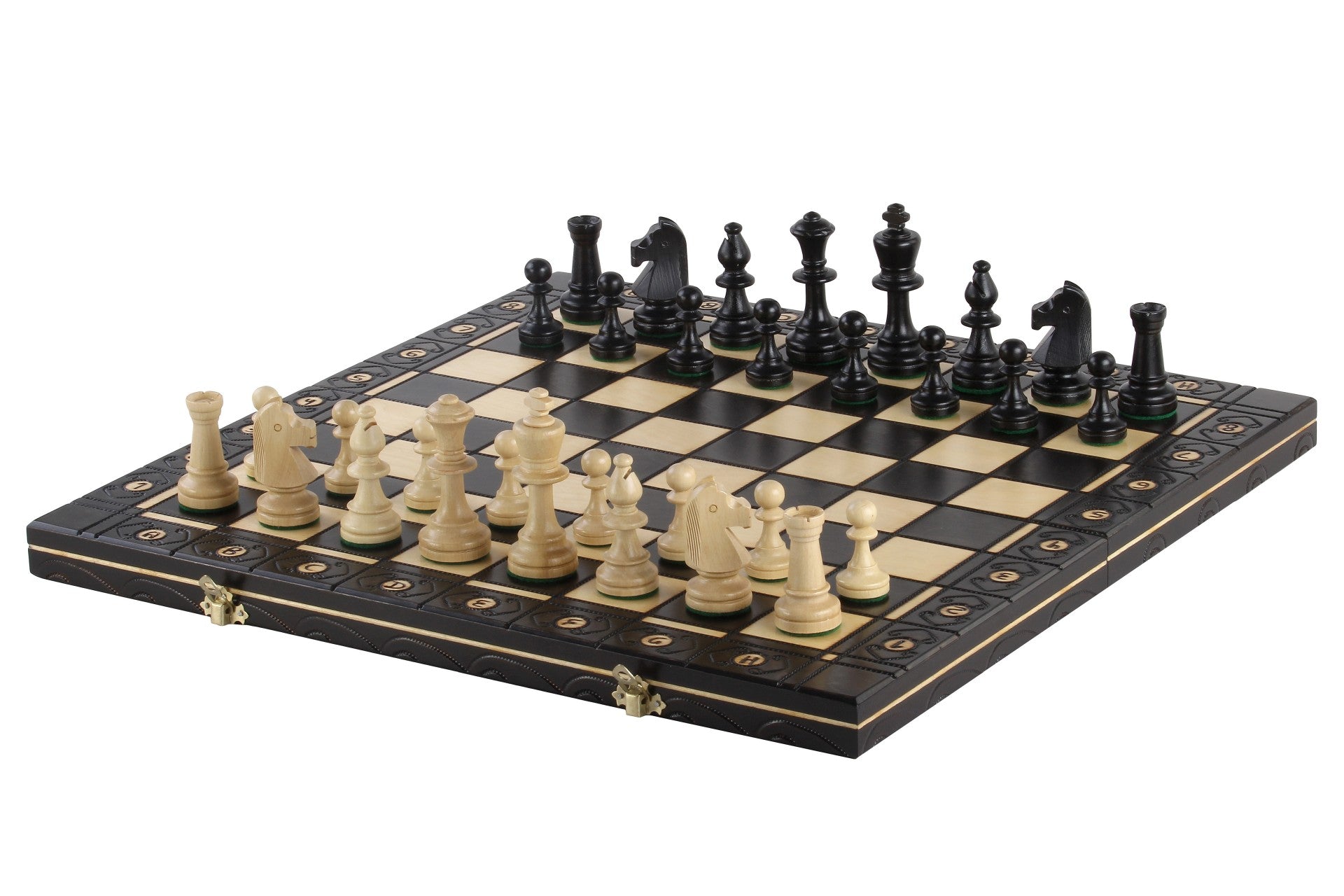 Jeu d'échecs CONSUL Black en bois de charme, de grande taille (48 x 48cm) - Ensemble Complet, couleur noire - 9f0d66d3221eae18181a1aba665655a0