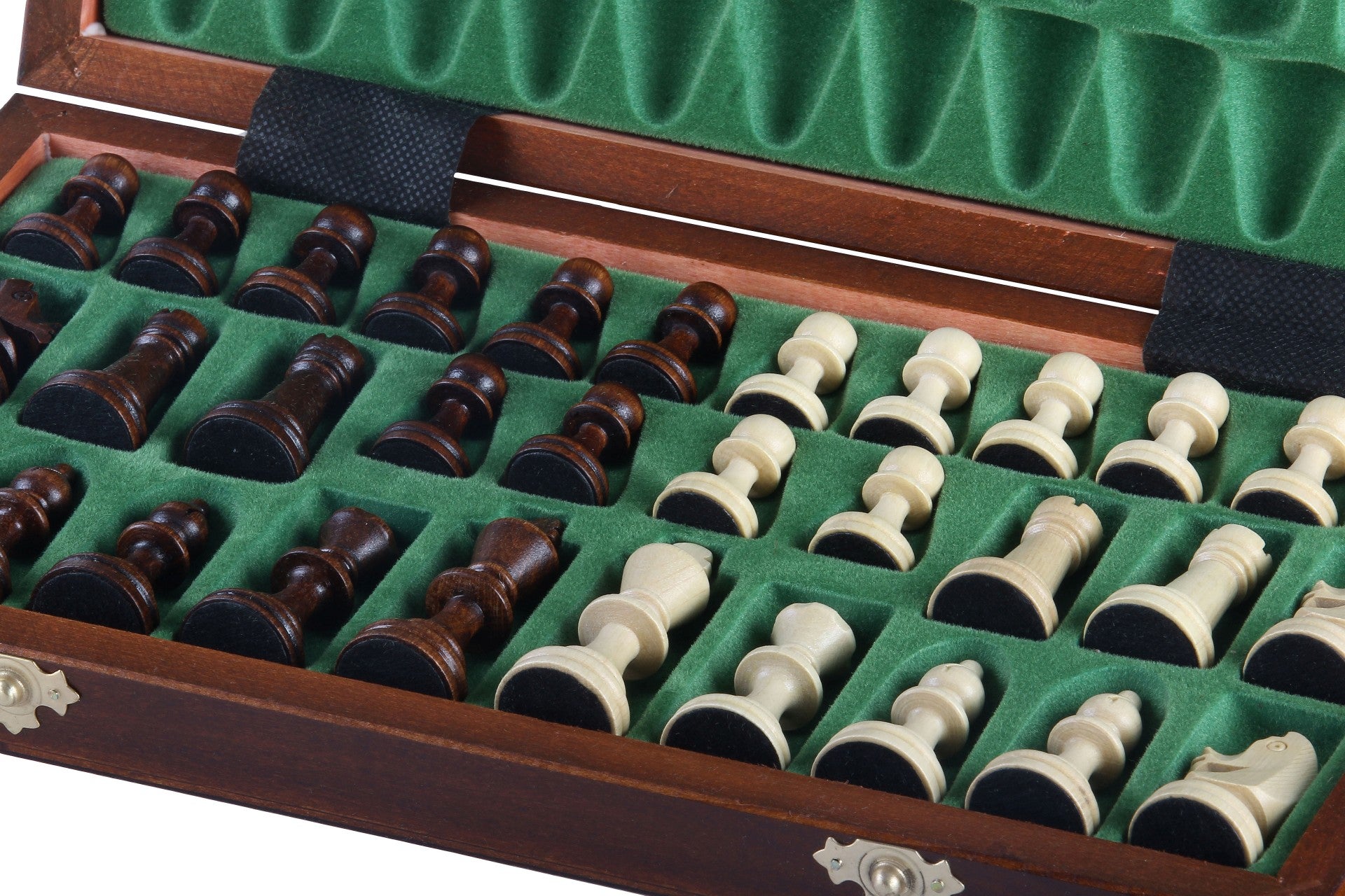 Jeu d'échecs MAGNETIQUE en marqueterie de bois d'acajou et de sycomore, de grande taille (35 x 35cm) - Ensemble Complet - 3dda629fd147e06ee1086d72f90ee2cd