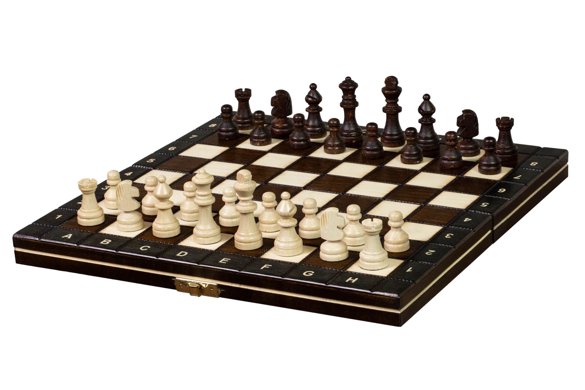 Jeu d'échecs Scolaire MAGNETIQUE en bois de charme, pliant, de petite taille (27 x 27cm) - Ensemble Complet - 558cdad9f5fdd8c19ab1ebec49654727