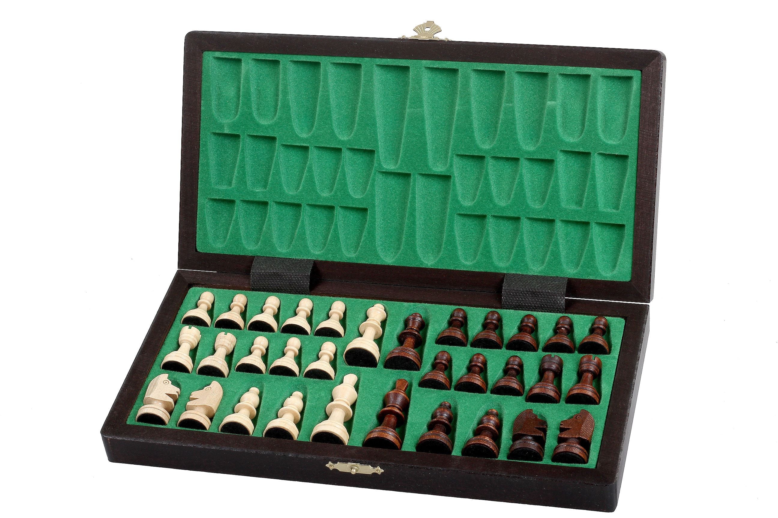 Jeu d'échecs MAGNETIQUE en bois de charme, pliant, de petite taille (28 x 28cm) - Ensemble Complet - 8f4da6a45c78974d3c4a3d70ed682b1c