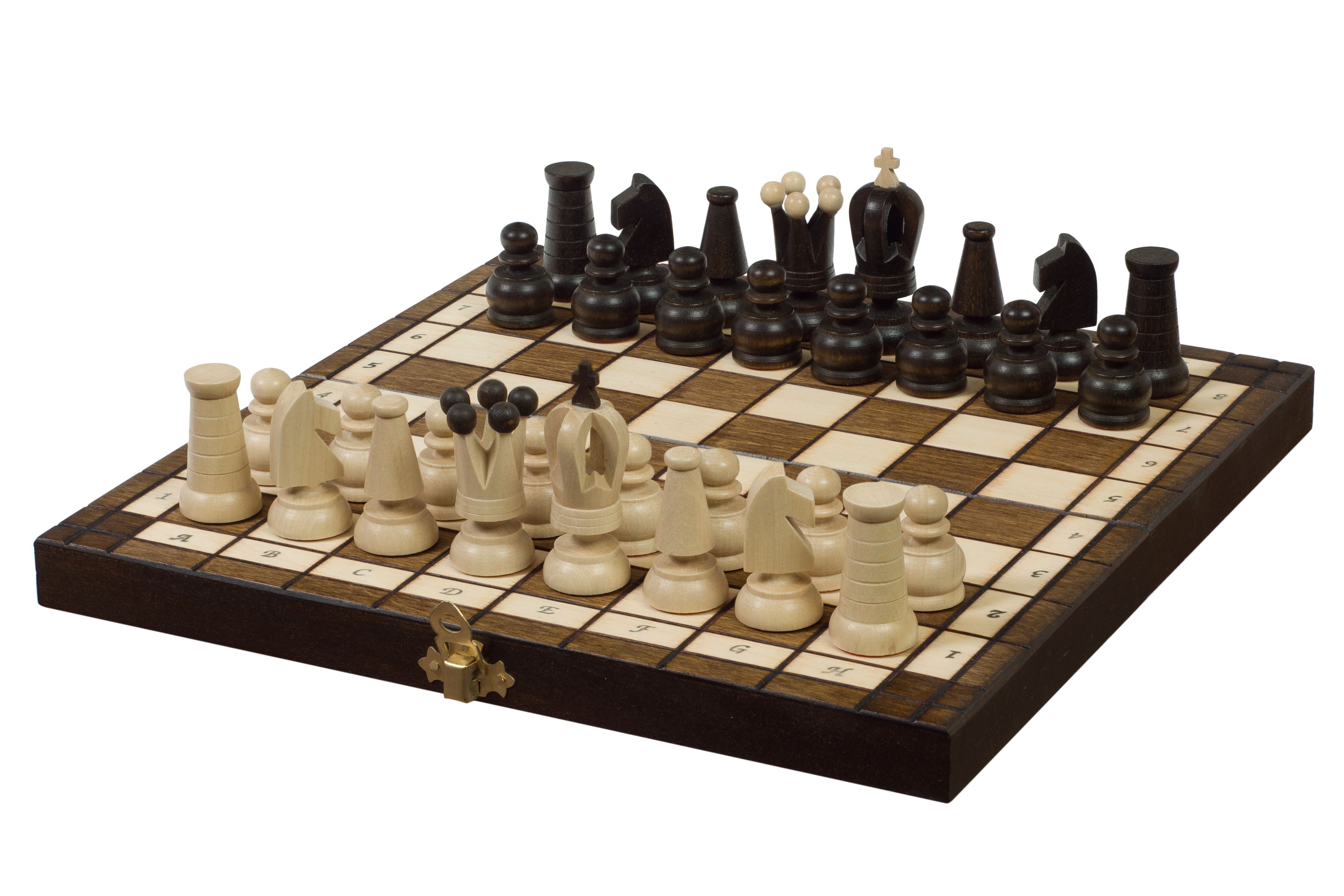 Jeu d'Echecs ROYAL MINI en bois de charme et de hêtre, de petite taille (27 x 27cm) - Ensemble Complet - 100a332800b56fe5bf4b0074a4844513