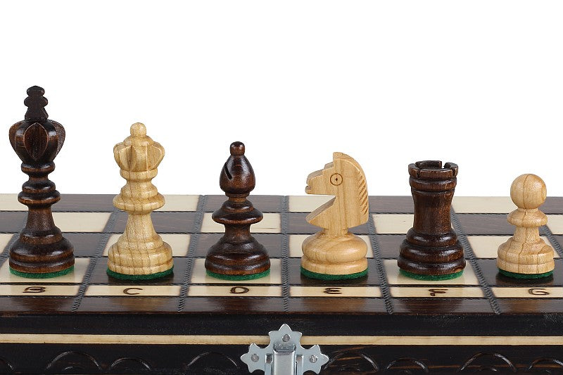 Jeu d'Echecs et de Dames Pliant en bois de cerisier, de petite taille (35 x 35cm) - Ensemble comprenant deux jeux pour deux joueurs - e8f1e54b00381ca34443b4525f6195c9