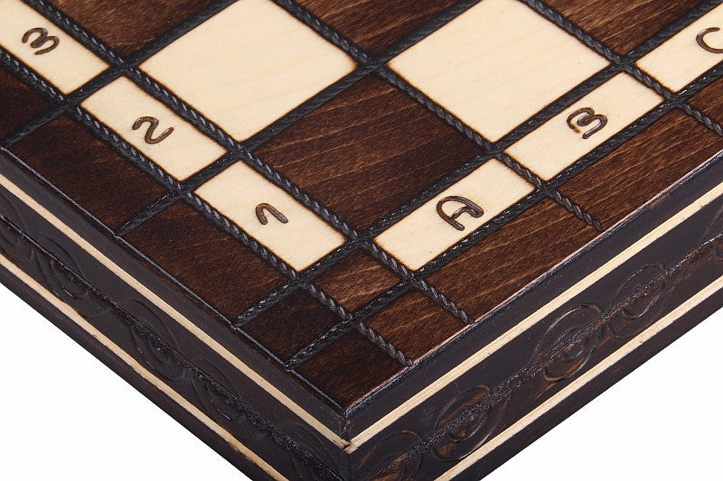 Jeu d'Echecs et de Dames Pliant en bois de cerisier, de petite taille (35 x 35cm) - Ensemble comprenant deux jeux pour deux joueurs - 208215609c0c635253f54a6a65432558