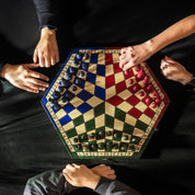 Jeu d'échecs en bois YALTA 3 Joueurs de grande taille (54 x 47 cm) - jeu tricolore