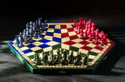 Jeu d'échecs en bois YALTA 3 Joueurs de grande taille (54 x 47 cm) - jeu tricolore