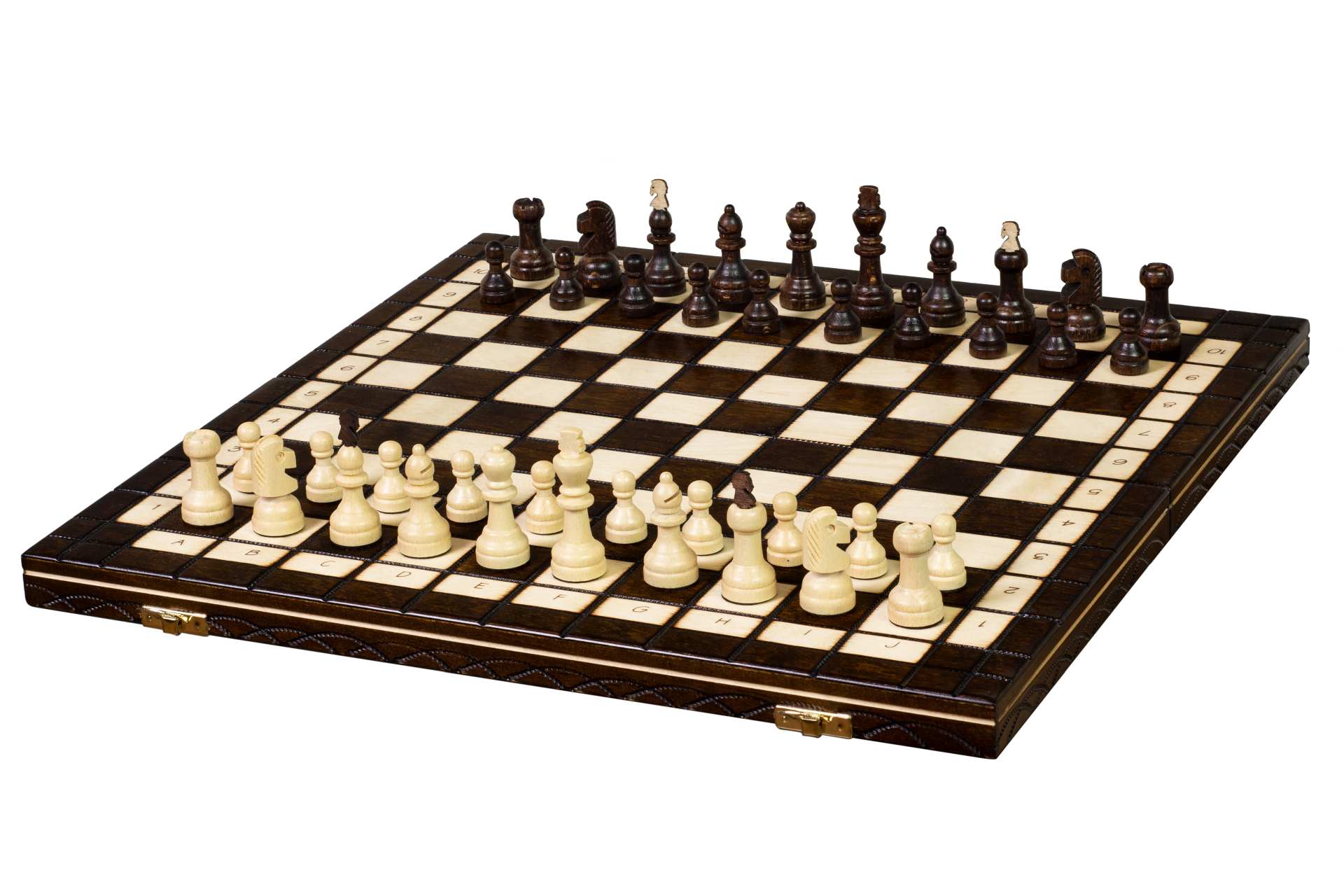Jeu d'échecs Capablanca + Jeu de Dames, pliant en bois, de taille moyenne (40 x 40cm) - Ensemble Complet (variante du jeu d'échecs avec échiquier 10x10) - ad1e90be2ba0677ab53a6c68b287f407
