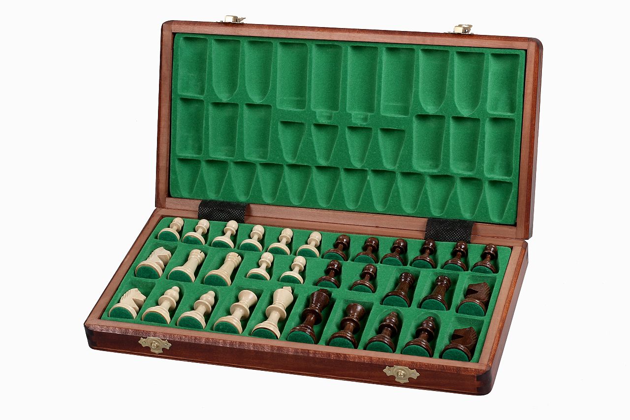 Jeu d'échecs DE TOURNOI No 3 en bois de charme avec l'échiquier en marqueterie de bois d'acajou et sycomore, de petite taille (35 x 35cm) - Ensemble Complet - e848afca814ff22052a7ae5194ffa279