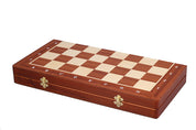 Jeu d'échecs de tournoi avec les pièces Zagreb en bois de buis naturel et teinté de taille 5 (48x48cm) - L'ensemble complet