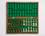 Echiquier pliant en marqueterie de bois d'acajou et de sycomore - coffret luxe de taille 4 (40x40cm)