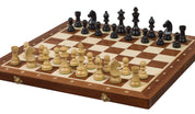 Jeu d'échecs de tournoi avec les pièces German Knight Ebonized en bois teinté de taille 6 (54x54cm) - L'ensemble complet